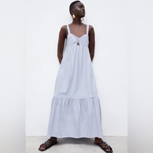 NWOT Zara Coastal Bohemian Pale Blue/lilac Maxi Dress